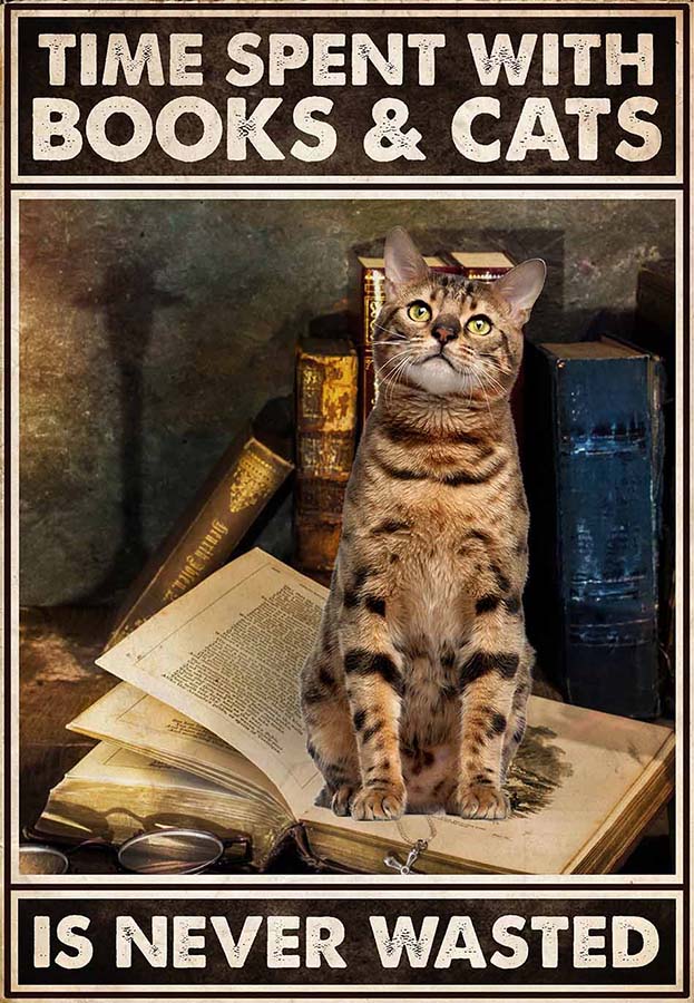 Bengal Cat  Ime Spent With Books And Cats Is Never Wasted MH0409