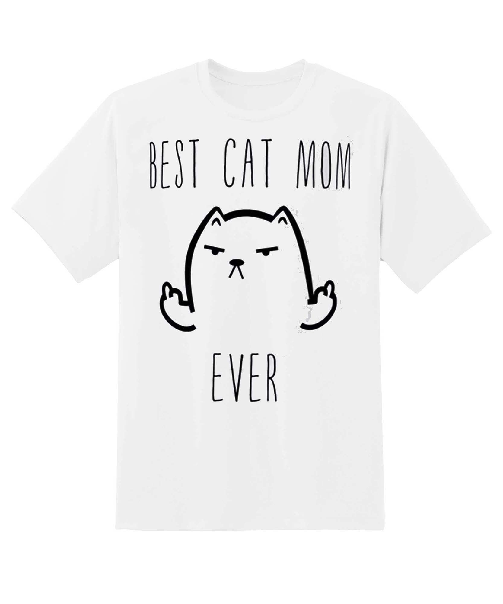 Skitongift Best Cat Mom Ever Funny Shirts Hoodie Sweater Short Sleeve Casual Shirt