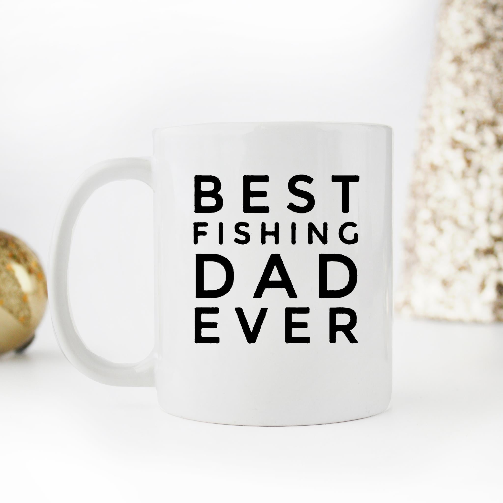 Skitongifts Funny Ceramic Novelty Coffee Mug Best Fishing Dad Ever c3bXXf5