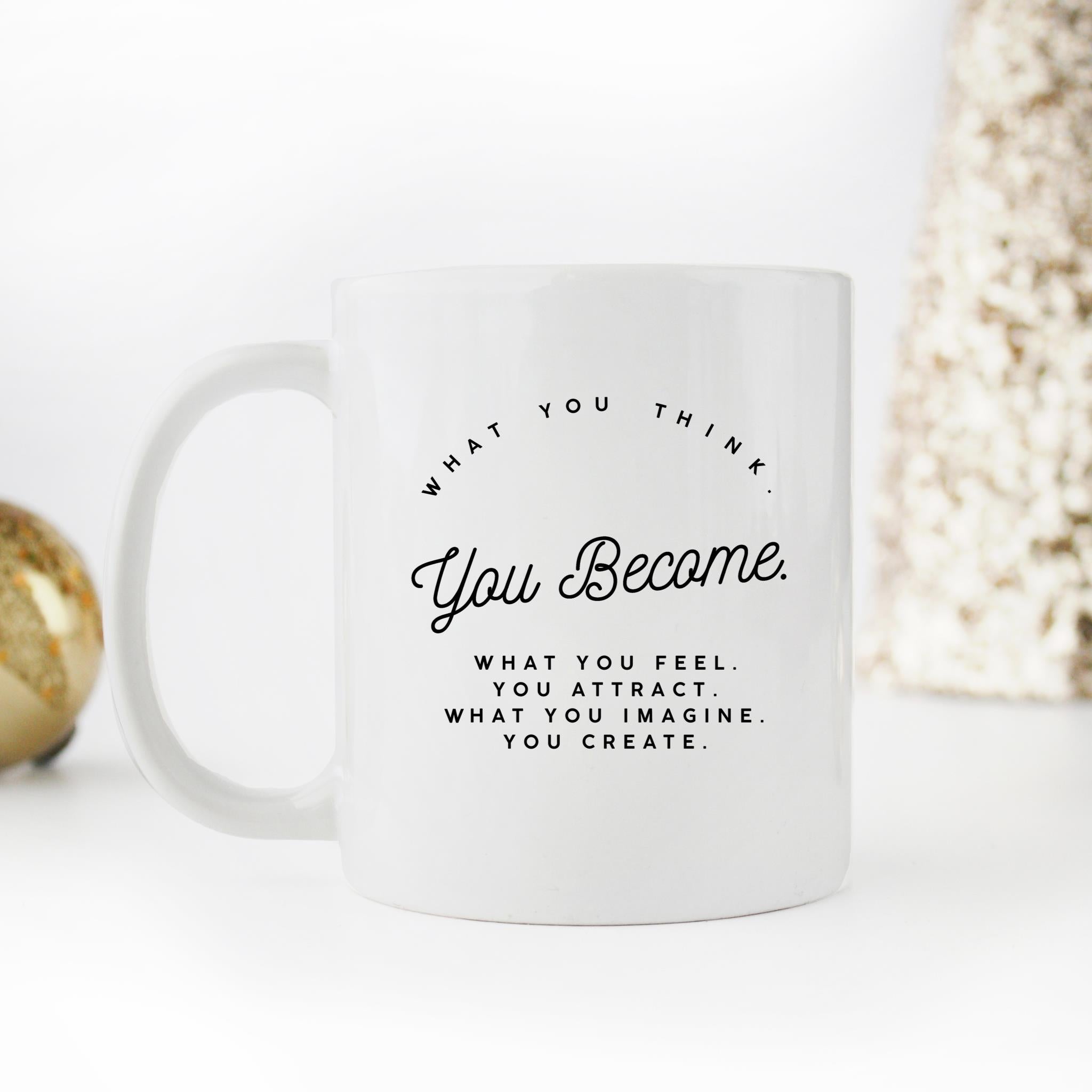 Skitongifts Funny Ceramic Novelty Coffee Mug Best Think And Become Positive Affirmation Law Of Attraction Planner yJxhFHH