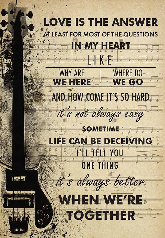 Better Together Song Lyrics Music Sheet Vintage-TT2808