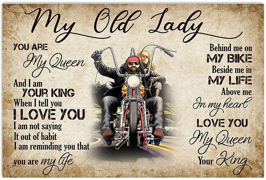 Biker Couple My Old Lady You are My Queen I Love You Your King Landscape