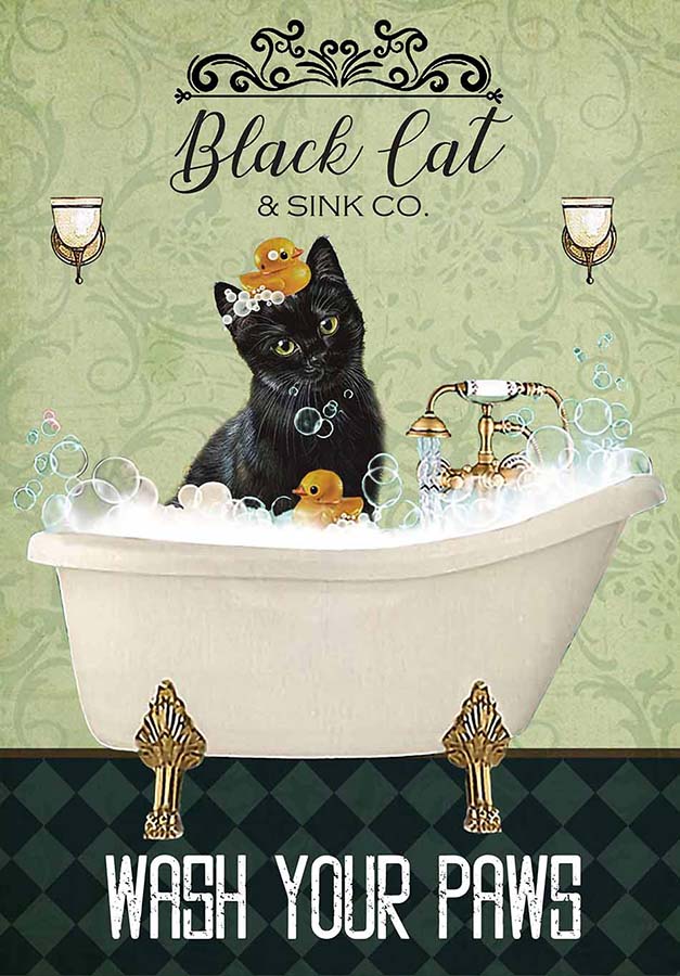 Black Cat In Bathtub Bath Soap Established Wash Your Paws TT0709