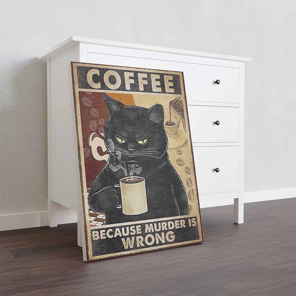 Black Cat Lovers Coffee Because Murder is Wrong TT0409