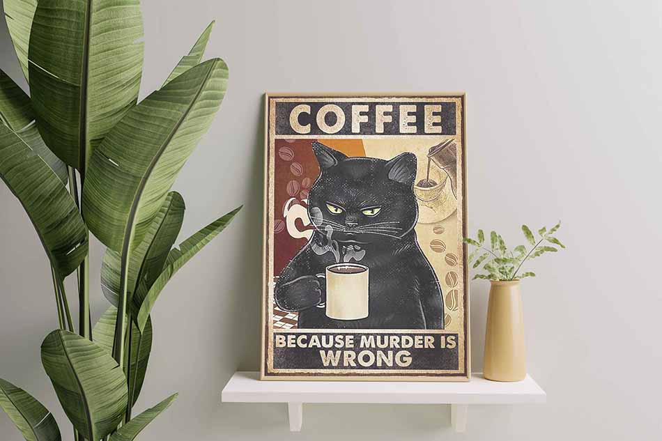Black Cat Lovers Coffee Because Murder is Wrong TT0409