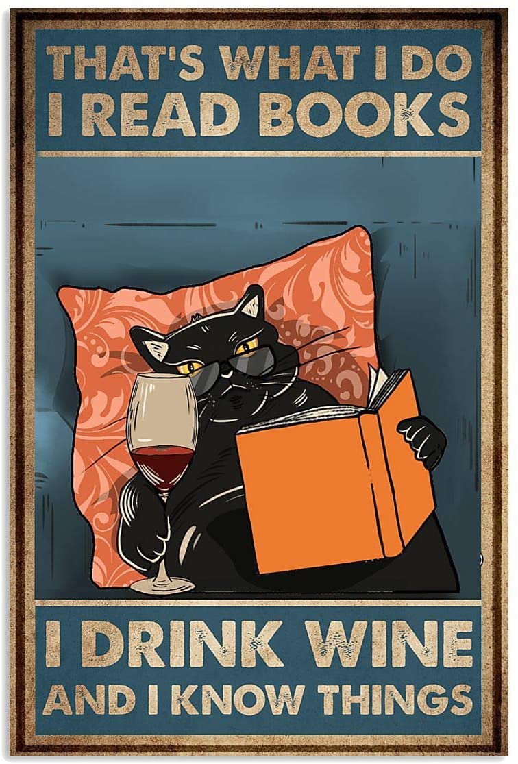 Black Cat Wine Thats What I Do I Read Book I Drink Wine Potrait