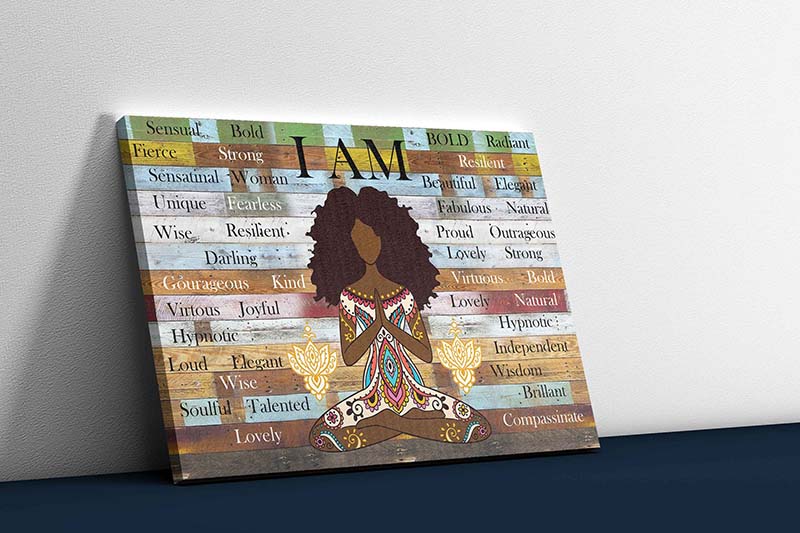 Skitongifts Wall Decoration, Home Decor, Decoration Room Black Girl Yoga I Am Bold TT1402