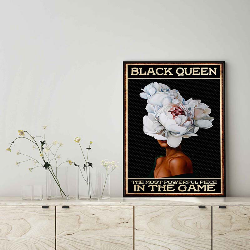 Skitongifts Wall Decoration, Home Decor, Decoration Room Black Queen The Most Powerful Piece In Game Flower Head Girl TT1702