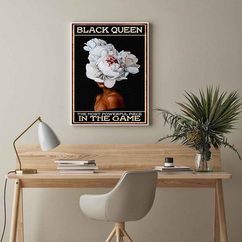 Skitongifts Wall Decoration, Home Decor, Decoration Room Black Queen The Most Powerful Piece In Game Flower Head Girl TT1702