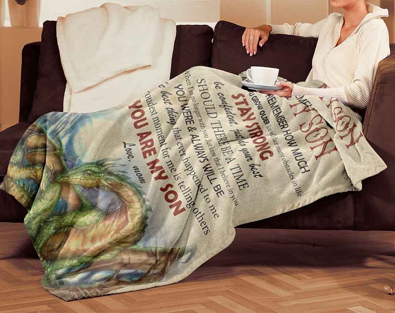 Skitongifts Blanket For Sofa Throws, Bed Throws Blanket-Dragon To My Son Always Remember How Much I Love You As You Grow Older-TT0611