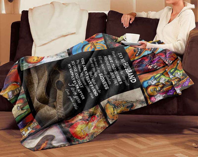 Skitongifts Blanket For Sofa Throws, Bed Throws Blanket-Guitar to My Husband My Heart with Gladness take Away All My Sadness You are My Best Friend-TT2504