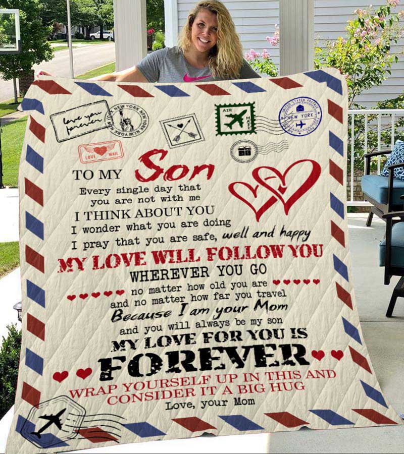 Skitongifts Blanket For Sofa Throws, Bed Throws Blanket-Letter To My Son I Think About You My Love Big Hug Love Your Mom-VT0705