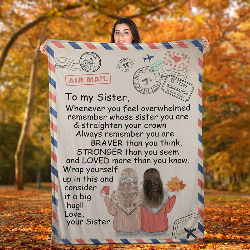 Skitongift Blanket For Sofa Throws, Bed Throws Blanket-Letter To My Sister You are & Straighten Your Crown a Big Hug Love Your Sister-TT2504