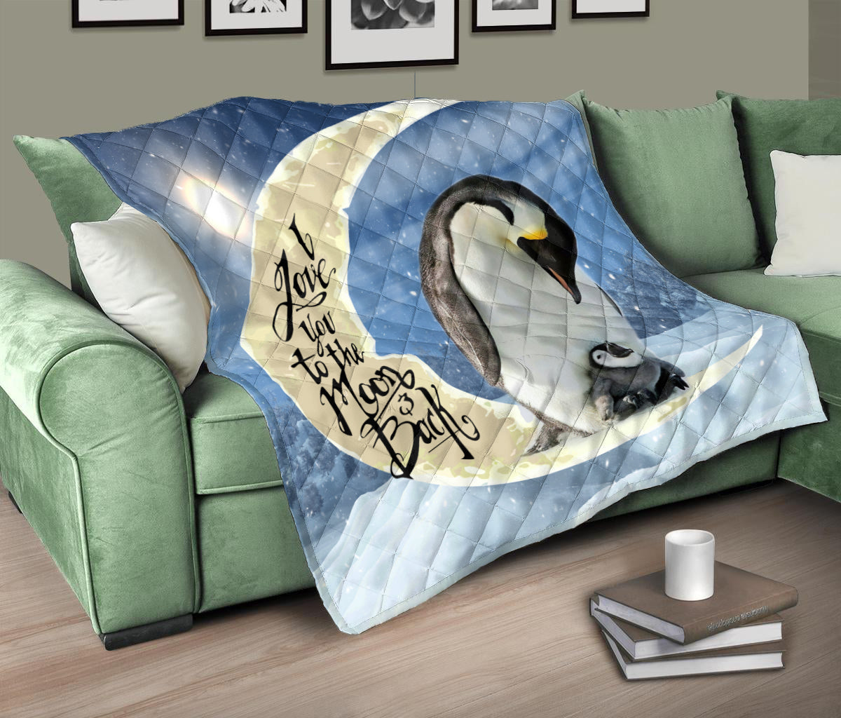 Skitongifts Blanket For Sofa Throws, Bed Throws Blanket-Penguin i Love You to The Moon and Back-VT1305