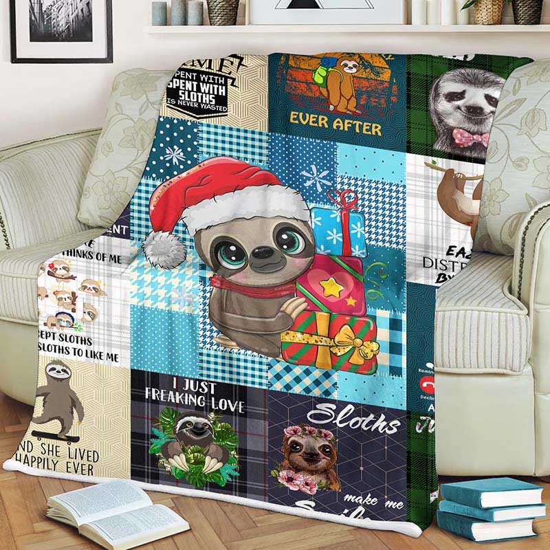 Skitongifts Blanket For Sofa Throws, Bed Throws Blanket-Sloth Easily Distracted by Sloths-VT1205