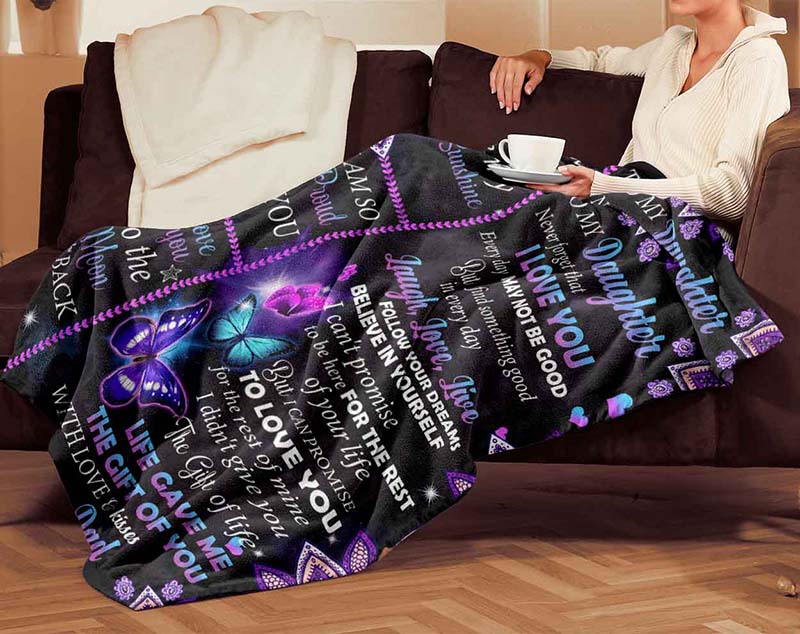 Skitongifts Blanket For Sofa Throws, Bed Throws Blanket-To My Daughter You Are My Sunshine I Am So Proud Of You I Love You To The Moon Back-TT2204