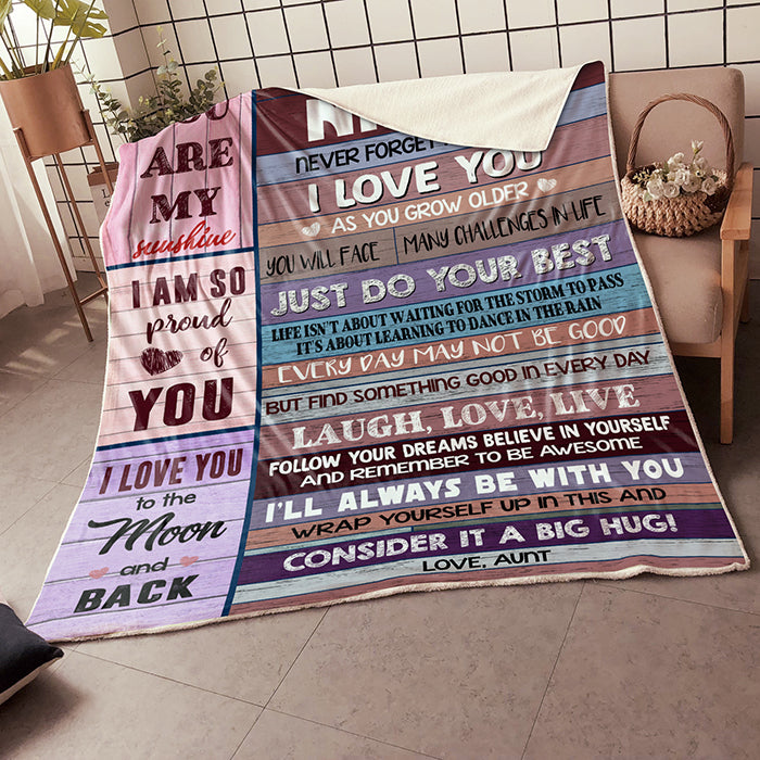 Skitongifts Blanket For Sofa Throws, Bed Throws Blanket-To My Niece Never Forget How Much i Love You Everyday Laugh Love Live You are My Sunshine I'll Always be with You Love Aunt-VT1905