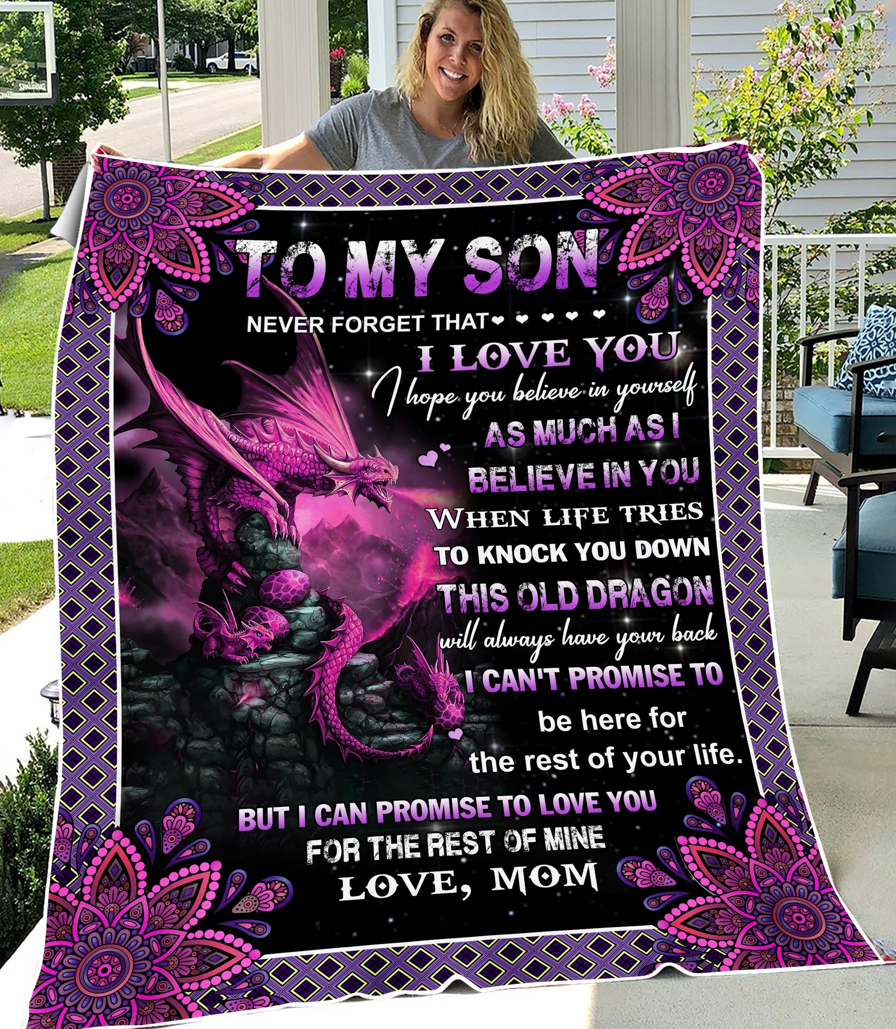Skitongifts Blanket For Sofa Throws, Bed Throws Blanket-To My Son Never Forget That i Love You i Believe in This Old Dragon i can Promise to Love You-VT1305