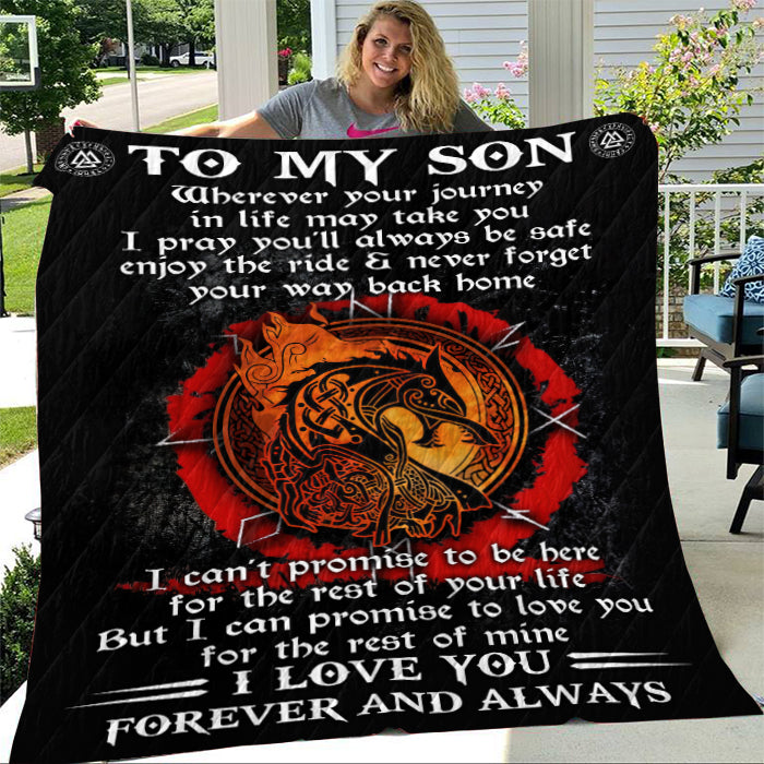 Skitongifts Blanket For Sofa Throws, Bed Throws Blanket-Viking To My Son i Pray You'll Always be Safe Enjoy The Ride & Never Forget Your Way Back Home-VT1405