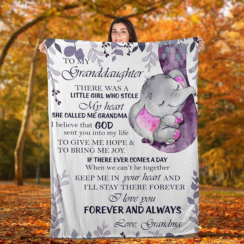 Skitongifts Blanket For Sofa Throws, Bed Throws Blanket Elephants Grandma To Dear Granddaughter Be Brave, Have Courage And Love Life Let It Go-TT2712