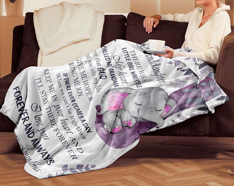 Skitongifts Blanket For Sofa Throws, Bed Throws Blanket- Elephants Grandma To Dear Granddaughter Be Brave, Have Courage And Love Life Let It Go-TT2712