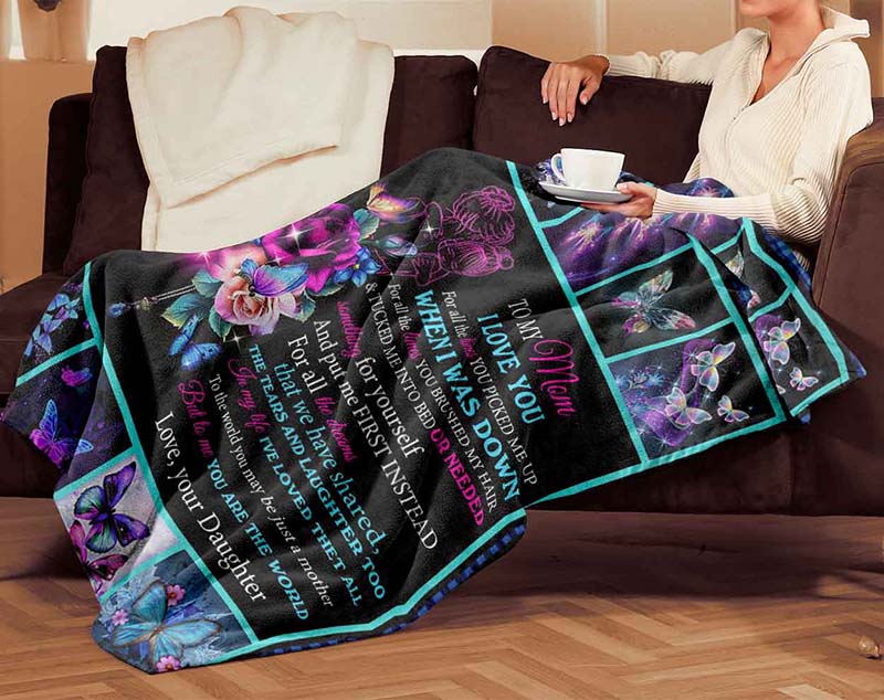 Skitongifts Blanket For Sofa Throws, Bed Throws Blanket - Butterfly to My Mom for All The Times You Picked Me Up When I was Down Love Your Daughter-TT0604