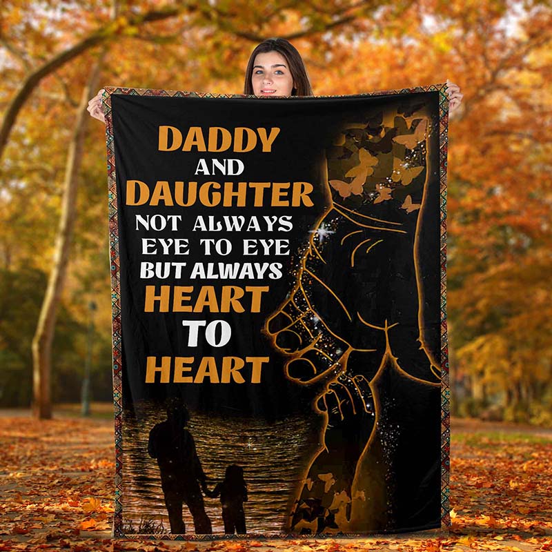 Skitongifts Blanket For Sofa Throws, Bed Throws Blanket - Daddy and Daughter Not Always Eye to Eye Always Heart to Heart-TT0204