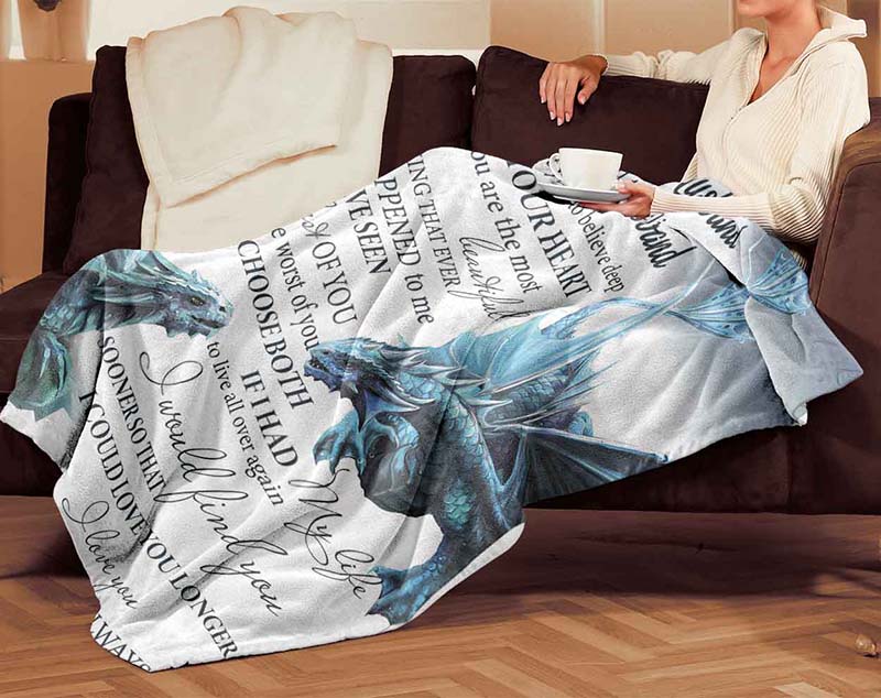 Skitongifts Blanket For Sofa Throws, Bed Throws Blanket - Dragon Toothless To My Husband I Want You To Believe Deep In Your Heart I Love You-TT2812