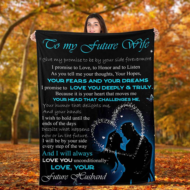 Skitongifts Blanket For Sofa Throws, Bed Throws Blanket Family To Future Wife I Give My Promise To Be Your Side Forever-TT3012