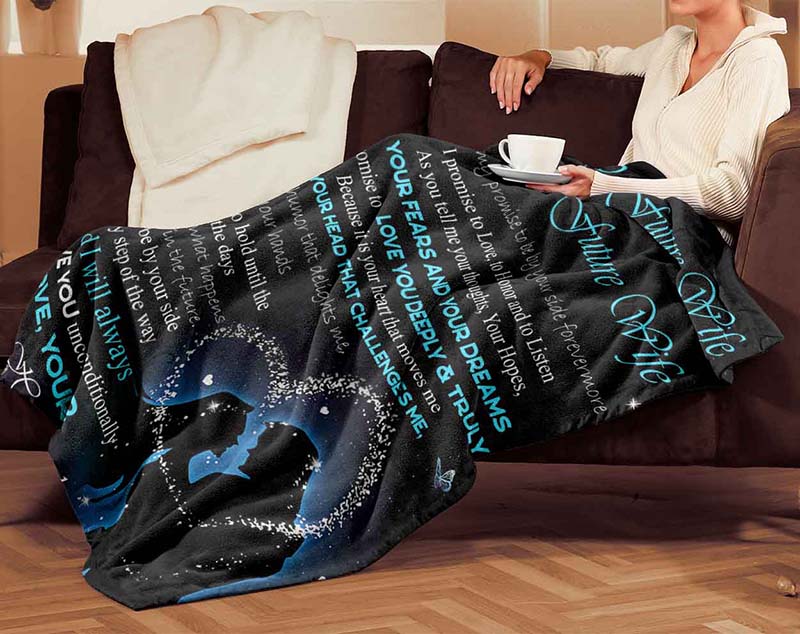 Skitongifts Blanket For Sofa Throws, Bed Throws Blanket - Family To Future Wife I Give My Promise To Be Your Side Forever-TT3012