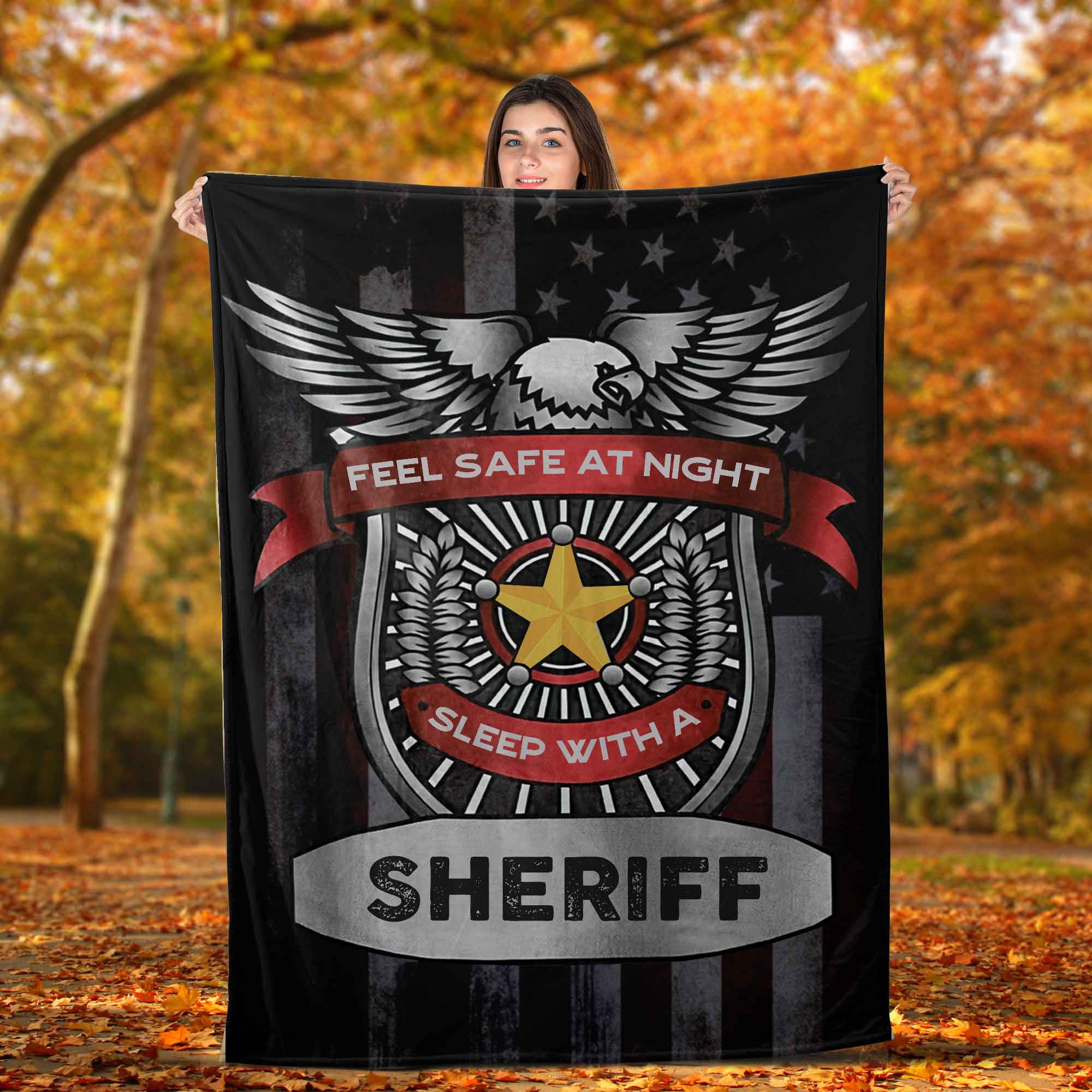 Skitongifts Blanket For Sofa Throws, Bed Throws Blanket - Feel Safe At Night Sleep With A Sheriff America Police Proud-TT1401