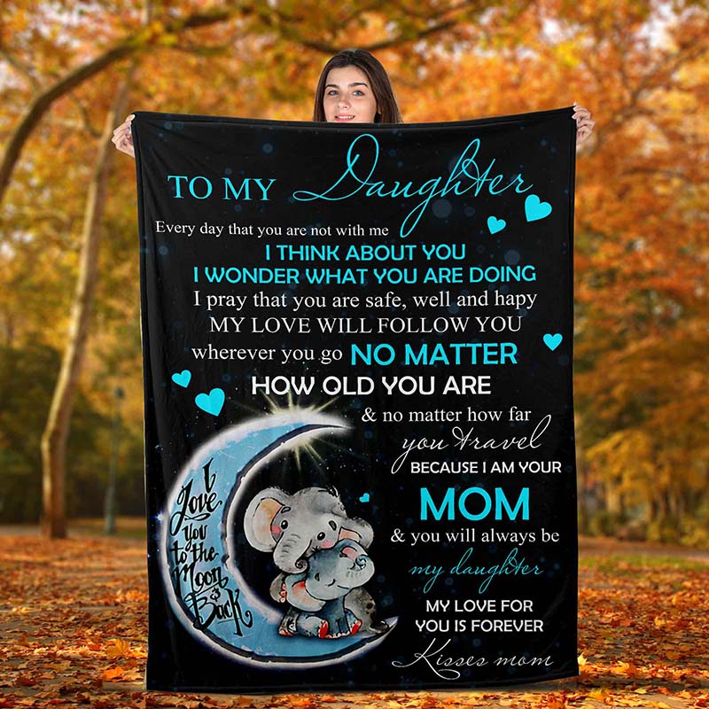 Skitongifts Blanket For Sofa Throws, Bed Throws Blanket Funny Elephant Mom To My Daughter-TT3012