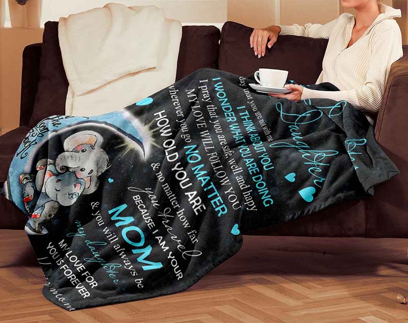 Skitongifts Blanket For Sofa Throws, Bed Throws Blanket - Funny Elephant Mom To My Daughter-TT3012