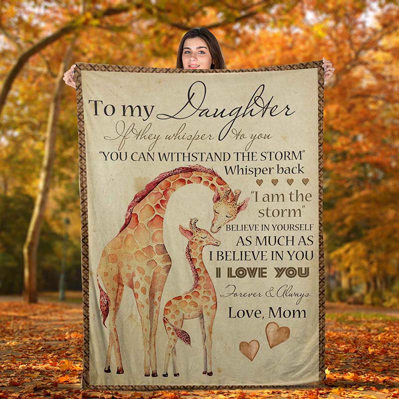 Skitongifts Blanket For Sofa Throws, Bed Throws Blanket - Giraffe To My Daughter Love Mom-TT1801