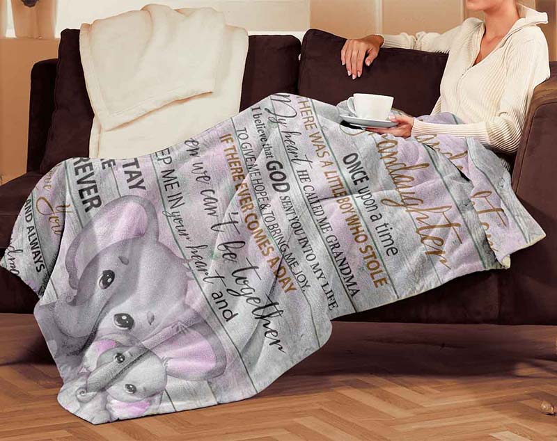 Skitongifts Blanket For Sofa Throws, Bed Throws Blanket - Grandaughter Elephant, Best For Newborn Grandchildren From Grandma-TT0911