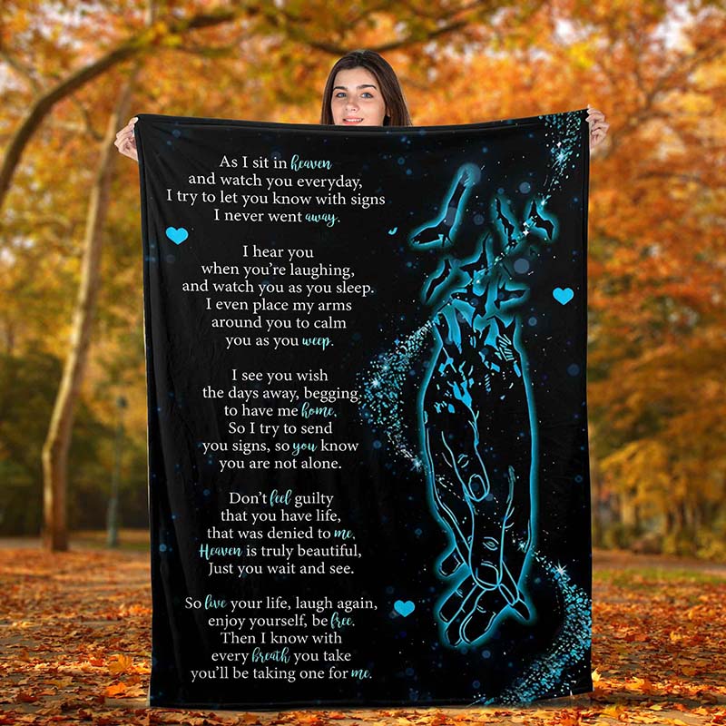 Skitongifts Blanket For Sofa Throws, Bed Throws Blanket Hand As I Sit In Heaven Bereavement-TT2812