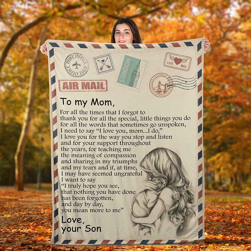 Skitongifts Blanket For Sofa Throws, Bed Throws Blanket - Letter Airmail Son To My Mom, For Mother-TT0501