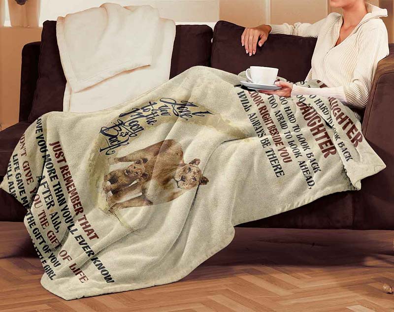 Skitongifts Blanket For Sofa Throws, Bed Throws Blanket - Lion - To My Daughter Look Right Beside You-TT0504