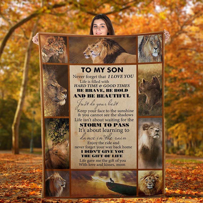 Skitongifts Blanket For Sofa Throws, Bed Throws Blanket Lion Mom To Son, I Love You-TT3112