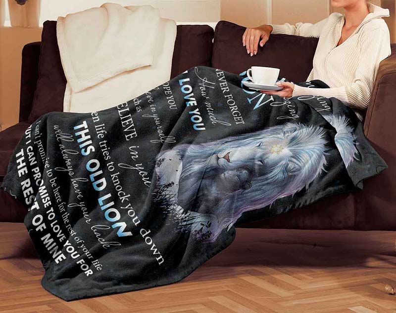 Skitongifts Blanket For Sofa Throws, Bed Throws Blanket - Lion To My Amazing Son I Love You When Life Tries To Knock You Down This Old Lion-TT3012