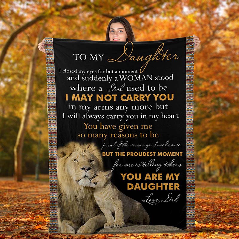 Skitongifts Blanket For Sofa Throws, Bed Throws Blanket - Lion To My Daughter You Are My Daughter Love Dad-TT2201