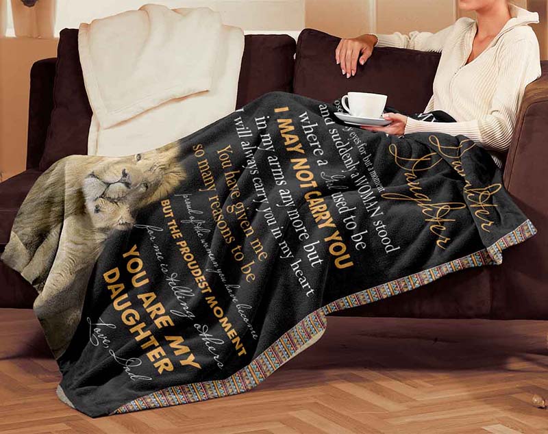 Skitongifts Blanket For Sofa Throws, Bed Throws Blanket - Lion To My Daughter You Are My Daughter Love Dad-TT2201