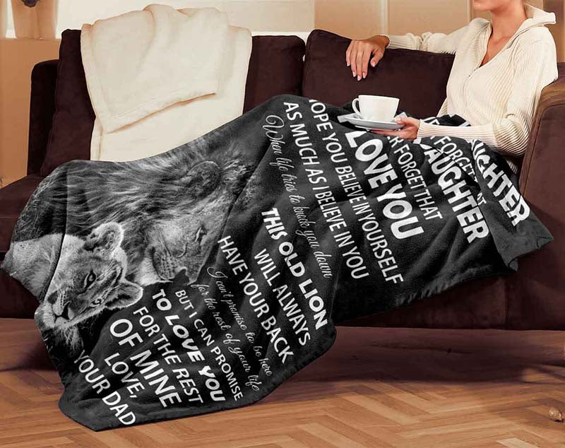 Skitongifts Blanket For Sofa Throws, Bed Throws Blanket - Lion to My Daughter Never Forget That I L0ve You I Hope You Believe in Yourself As Much As-TT3103