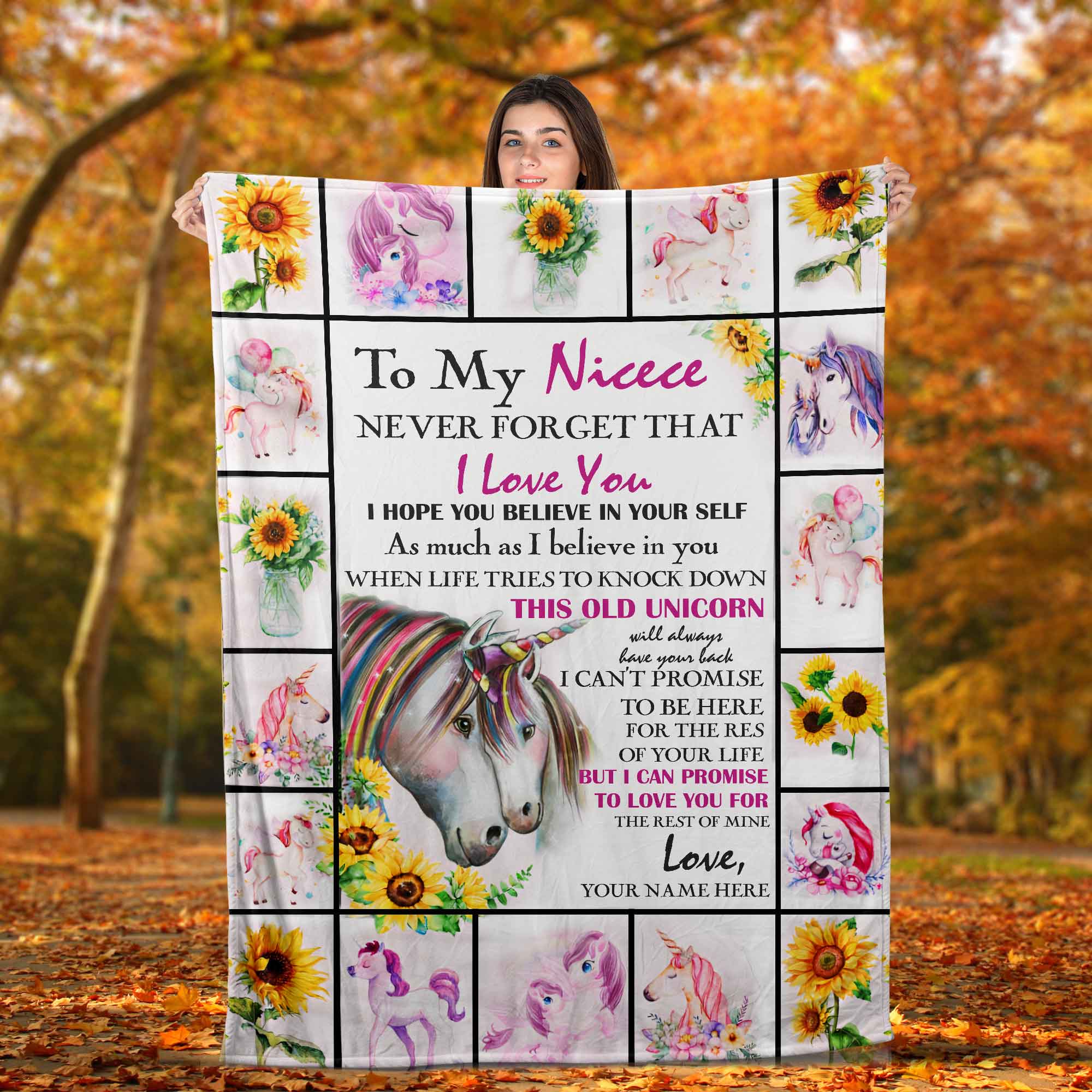 Skitongifts Blanket For Sofa Throws, Bed Throws Blanket - Personalized Custom Aunt Auntie Uncle Name To My Niece This Old Unicorn-TT2801