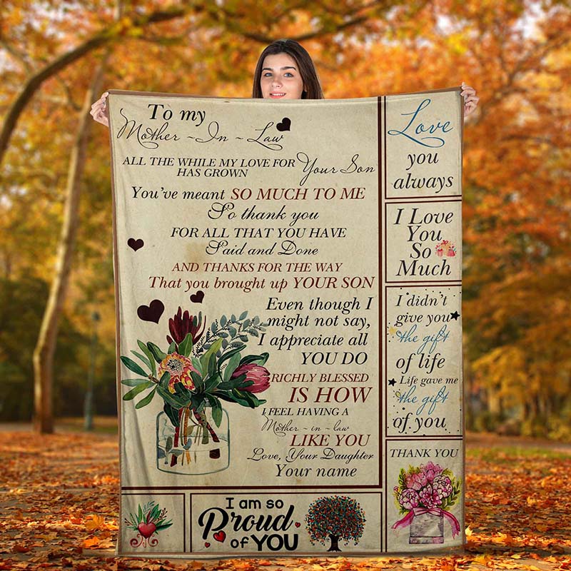 Skitongifts Blanket For Sofa Throws, Bed Throws Blanket - Personalized Custom Daughter Name To My Mother In Law-TT2101
