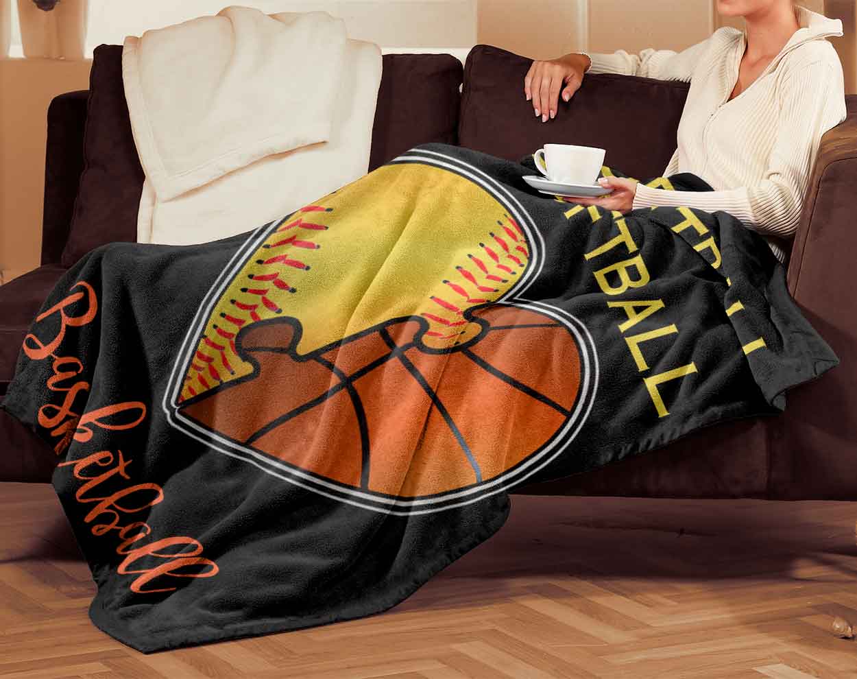 Skitongifts Blanket For Sofa Throws, Bed Throws Blanket - Softball Basketball-TT2801