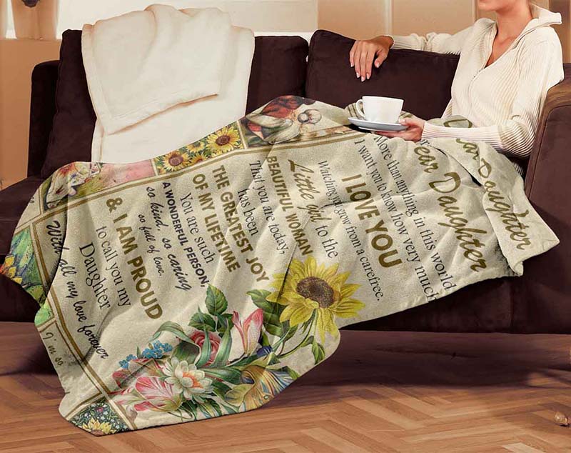 Skitongifts Blanket For Sofa Throws, Bed Throws Blanket - Sunflower Dear Daughter More Than Anythings In This World I Love You-TT0601