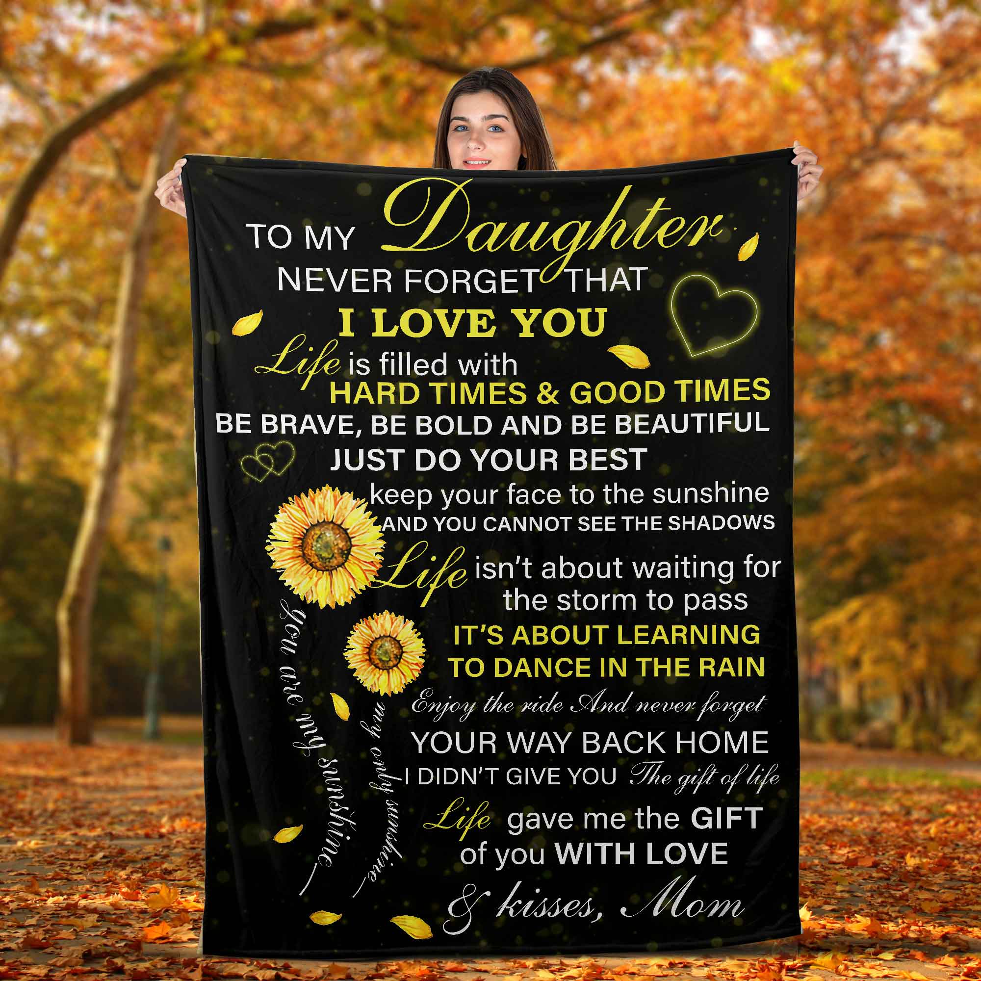 Skitongifts Blanket For Sofa Throws, Bed Throws Blanket - Sunflower Mom To My Daughter Never Forget That I Love You-TT1501