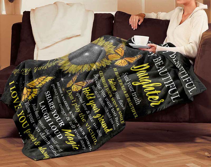 Skitongifts Blanket For Sofa Throws, Bed Throws Blanket - Sunflower To Daughter - Speak Your Truth-TT2303