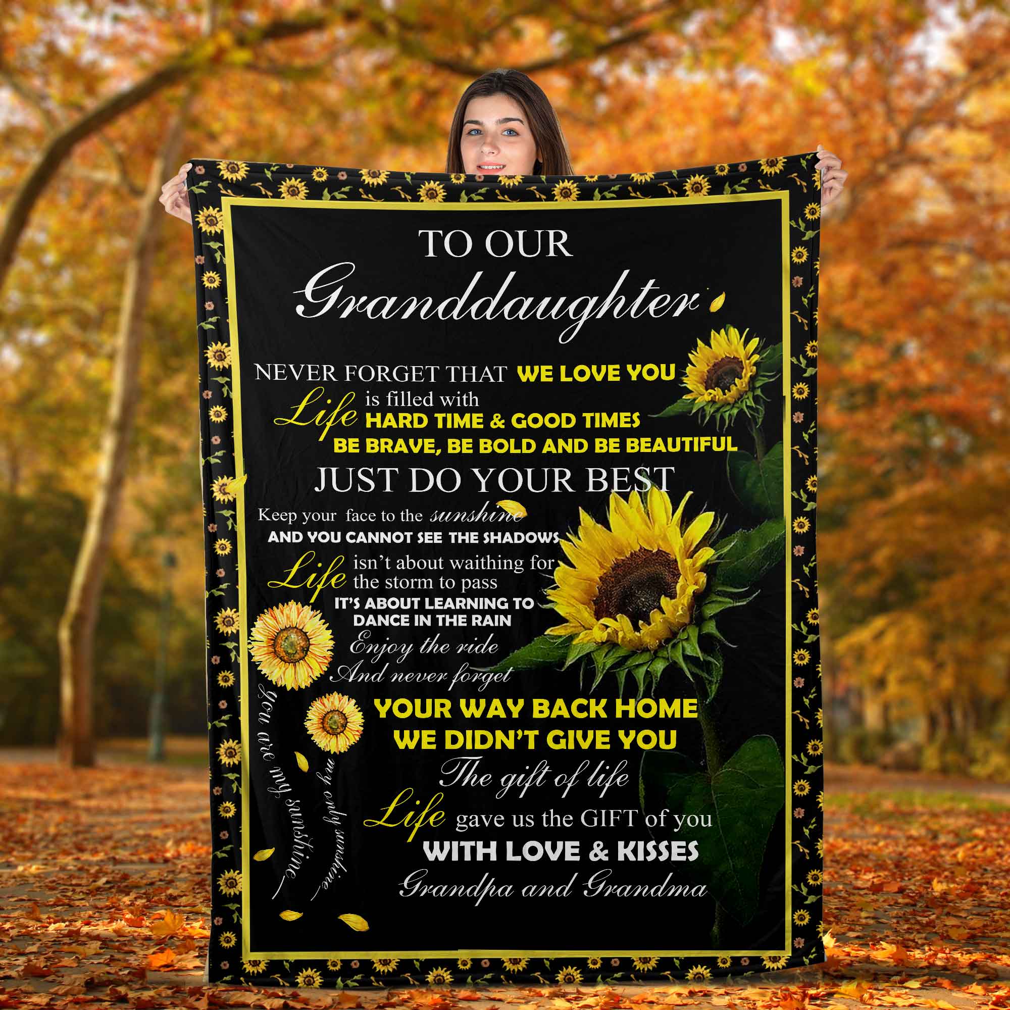 Skitongifts Blanket For Sofa Throws, Bed Throws Blanket - Sunflower To Granddaughter Do Your Best To The Sunshine Love-TT2701
